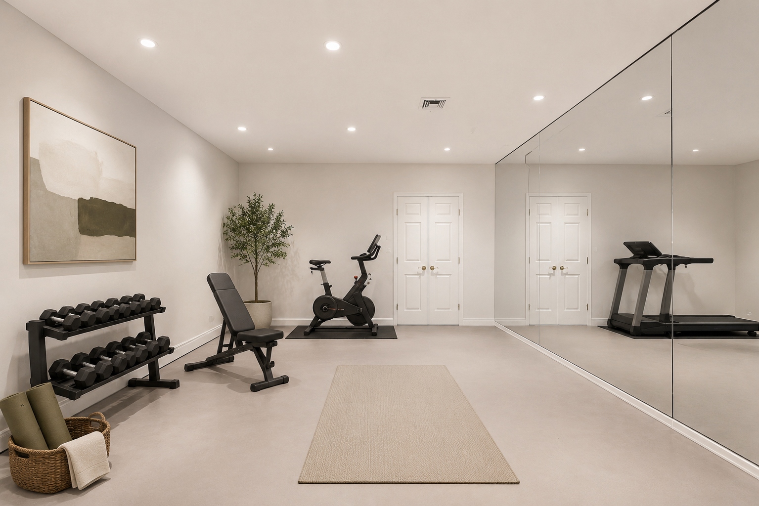Finished lower level recreation room at 285 Hartshorn Drive, Short Hills