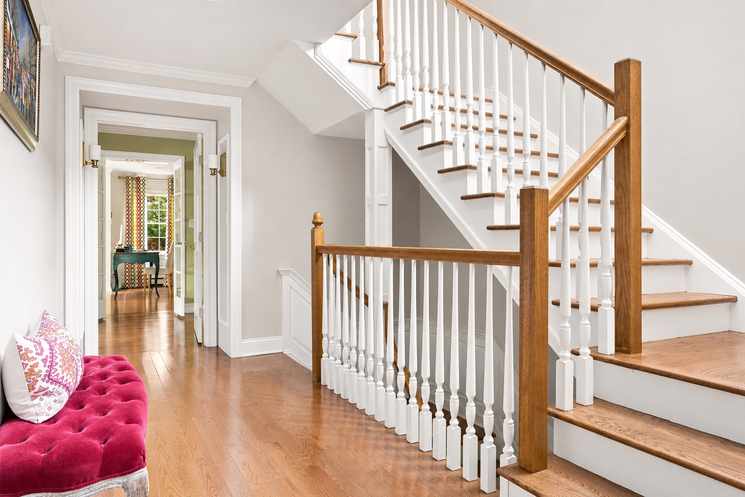 Second-floor landing at 285 Hartshorn Drive, Short Hills